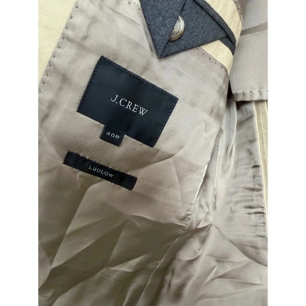 J.Crew Ludlow Blazer 40R Men‎ Khaki Tan Cotton Larusmiani Italian Fabric Sport
